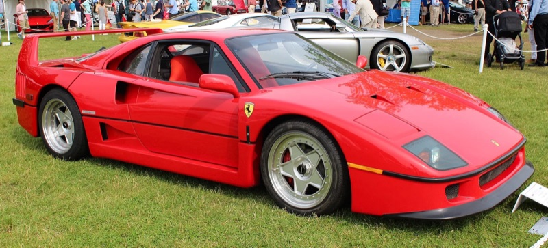 A Ferrari F40, front three-quarter
